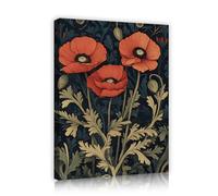 Arte mural de lienzo floral rojo de mediados de siglo grabados retro de flores silvestres murales botánicos pintura para habitación de estudio de vivero apartamento decoración del hogar 70x90cm