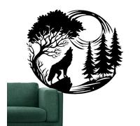 Arte mural de lobo - Escultura de metal, estatua de vida silvestre, decoración artística creativa del hogar | Arte de paisaje único para sala de estar, dormitorio, oficina, cabina, decoración interior