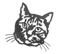 Arte mural de metal con silueta de gato, arte mural con cabeza de animal de metal, decoración abstracta de oveja, para patio: gato, hierro, vaca con cuernos, vaca de orejas grandes, cabra