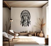 Arte Mural de Metal Negro con la Figura de un Jefe Nativo Americano, decoración de Pared de Metal con la Figura de un Jefe Indio del suroeste, Escultura Moderna Decorativa para Sala de Estar
