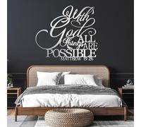 Arte Mural de Metal Negro con la Frase Dios, Todo es Posible, Arte Mural Cristiano de Metal con versículo bíblico de Mateo, decoración de Arte Mural, Escultura Moderna de Arte divino para