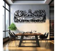 Arte Mural de Metal Negro de la Última Cena de Jesús, decoración Mural Religiosa Cristiana de Metal, decoración de Arte de Iglesia para Comedor, Sala de Estar, Dormitorio, Pasillo y escaler