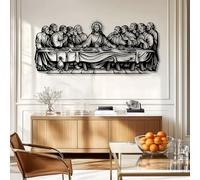 Arte Mural de Metal Negro de la Última Cena de Jesús, decoración Mural Religiosa Cristiana de Metal, decoración de Arte de Iglesia para Comedor, Sala de Estar, Dormitorio, Pasillo y escaler