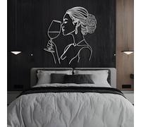 Arte mural de mujer en metal, decoración de pared para mujer, arte mural de muje decoraciones de pared para sala de estar, dormitorio, baño, oficina (plateado, 60x55 cm, arte mural de metal)