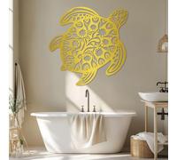 Arte Mural de Tortuga Marina Dorada de Metal, decoración Mural de Arte Animal de la Naturaleza de Metal, Escultura Moderna de Tortuga Marina para decoración de Sala de Estar, Dormitorio, Pas