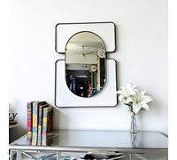 Arte Mural Decorativo en Hierro con Espejo, Decoración artística 3D Creativa, Espejos de Pared Modernos en Tono Dorado, Escultura de Pared con Espejo para Sala de Estar, Dormitorio y recibidor(Black)