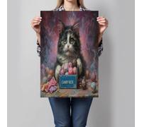 Arte Mural en Lienzo Con Gato caja de dulces Impresión en Lienzo de Estilo realista, Póster de Arte Rosa Para el Dormitorio Sala de Estar 100x70 cm Sin Marco