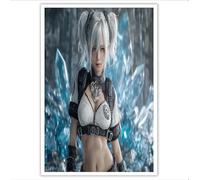 Arte Mural en Lienzo Retrato Postapocalíptico De Ciencia Ficción Cuadros Decorativos Chica De Cristal Póster de Arte Pintura Sobre Lienzo Decoración De Pared para Salón Dormitorio Baño, 60x90cm - Azul