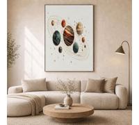 Arte Mural En Lienzo Sistema Solar Planetas Líneas Orbitales, Universo De Lámina De Oro En Acuarela Lienzo Impresión Artística Póster Cuadro Pared Decor De Pared Sala De Estar Dormitorio 30×40 cm