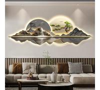 Arte mural Esculturas murales, Esculturas de pared 3D, pinturas colgantes, arte de pared, pintura con luz LED, lámparas decorativas for colgar en la pared(F Style,120 * 40CM)