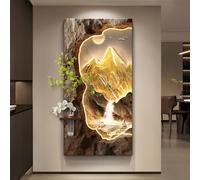 Arte Mural LED Paisajístico Con Luz, Escultura Colgante Con Jarrón De Cristal, Decoración De Planta Verde Arenisca Para El Hogar, El Recibidor O La Oficina(B,40 * 80cm)