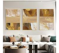 Arte Mural,Póster Impresión Lámina Dorada Línea Amarilla Pintura Abstracta Lienzo Arte de Pared Póster Impresiones Sala Estar Oficina Dormitorio Decoración Hogar-50*60cm*3pcs (impresión sin marco)