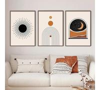 Arte Mural,Pósteres Abstractos de Paisajes Con Sol Arcoíris Azules y Beiges Estilo Boho Cuadros Sobre Lienzo Arte Mural Láminas para Decoración de Interiores de Sala de Estar-(50*70cm)-3pcs（sin marco）