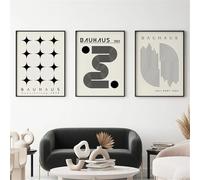 Arte Mural,Pósteres Geometría Líneas Abstractas Bohemias Bauhaus Impresiones Artísticas Lienzo Cuadros Pared Vintage Negros Sala Estar Oficina Decoración Hogar-30*40cm*3 piezas(impresión sin marco)