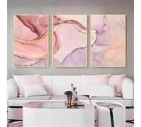 Arte Mural,Pósteres Impresiones Abstractos de Oro Rosa Pintura en Lienzo Cuadro de Pared Obra de Arte Sala de Estar Cocina Oficina Habitación Decoración Hogar-40 * 50cm*3 piezas(impresión sin marco)