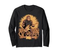Arte musical divertido de Bigfoot Guitar Rock de Sasquatch Manga Larga