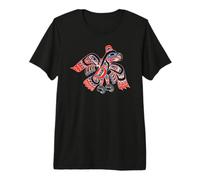 Arte Nativo Americano de Alaska Tlingit Haida Eagle Tribal Camiseta Premium