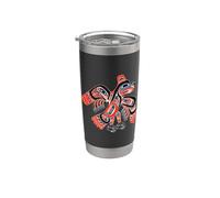 Arte nativo americano de Alaska Tlingit Haida Eagle Tribal Vaso térmico de acero inoxidable de doble pared