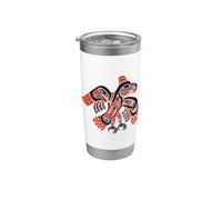 Arte nativo americano de Alaska Tlingit Haida Eagle Tribal Vaso térmico de acero inoxidable de doble pared
