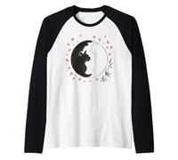 Arte Natural japonés: Yin Yang Cat Sakura Art Zen Camiseta Manga Raglan