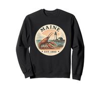 Arte Náutico Vintage de Langosta y Faro de Maine Sudadera