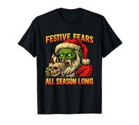 Arte navideño de Papá Noel con Zombis y Terror navideño Camiseta