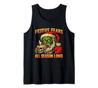 Arte navideño de Papá Noel con Zombis y Terror navideño Camiseta sin Mangas