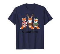 Arte navideño de Zorros Reno y Elfo de Navidad Sly and Merry Camiseta