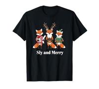 Arte navideño de Zorros Reno y Elfo de Navidad Sly and Merry Camiseta