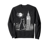 Arte Nocturno de London Cat Skyline Big Ben Moon Sudadera