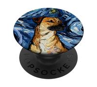 Arte Nocturno Estrellado Black Mouth Cur - Regalo para los Amantes de los Perros PopSockets PopGrip Adhesivo