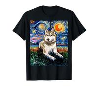 Arte Nocturno Estrellado Rubio, Husky Siberiano, Regalo para Amantes de los Perros Camiseta