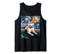 Arte Nocturno Estrellado Rubio, Husky Siberiano, Regalo para Amantes de los Perros Camiseta sin Mangas