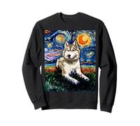 Arte Nocturno Estrellado Rubio, Husky Siberiano, Regalo para Amantes de los Perros Sudadera