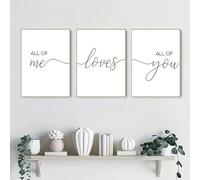 Arte nórdico con citas de pareja, lienzo, pósteres e impresiones de "Todo de mí, todo de ti", decoración del hogar (30 x 50 cm, 3 unidades)