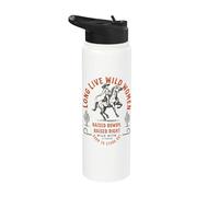 Arte occidental de Wild Women Cowgirl criada, alborotada y criada a la derecha Stainless Steel Insulated Water Bottle