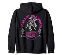 Arte Occidental de Wild Women Cowgirl Criada, alborotada y Criada a la Derecha Sudadera con Capucha
