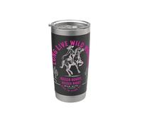 Arte occidental de Wild Women Cowgirl criada, alborotada y criada a la derecha Vaso térmico de acero inoxidable de doble pared