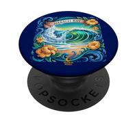 Arte oceánico con vibraciones de olas tropicales de Hanalei, Hawái PopSockets PopGrip Adhesivo