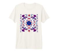 Arte otomí Mexicano Colibrí Floral Tradicional Folk Camiseta Premium