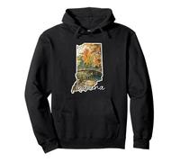 Arte Paisajístico Acuarela Otoñal de Indiana Sudadera con Capucha