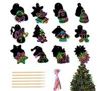 Arte para rascar de Navidad - Tarjetas navideñas para vacaciones, tarjetas de rascar con, 24 hojas | Perfecto para decoraciones de fiestas de invierno, Navidad para niños, diversión en clase y