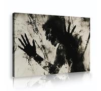 Arte pared en lienzo escena gótica Silueta sombra espeluznante Cuadros Impresión en lienzo Obra arte Abstracto Misterioso Decoraciones pared para el hogar Negro 20x28cm Marco interior