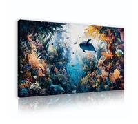 Arte pared en lienzo Ocean Wonderland Marine Wildlife Picture Artwork Prints Underwater Posters Painting Sea for Home Bedroom Office Decor 55x95cm marco interior