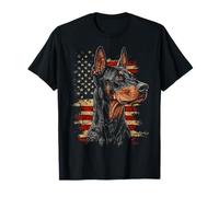 Arte Patriótico del Perro Doberman con la Bandera de EE. UU Camiseta