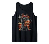 Arte Patriótico del Perro Doberman con la Bandera de EE. UU Camiseta sin Mangas