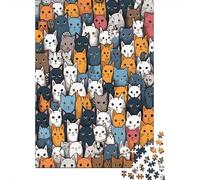 Arte patrón Gatos 1000 Piezas Cartón Grueso Patrón Caras Gatos Rompecabezas Familiar para Amantes Encaje Preciso Momento De Calma Ecológico Confiable 70x50cm/1000pcs