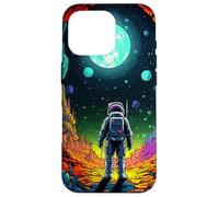 Arte pixelado retro de Space Cave Surreal Synthwave Carcasa para iPhone 16 Pro
