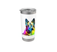 Arte pop belga Tervuren I Dog Lover I Splash Art Tervuren Vaso térmico de acero inoxidable de doble pared