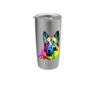 Arte pop belga Tervuren I Dog Lover I Splash Art Tervuren Vaso térmico de acero inoxidable de doble pared